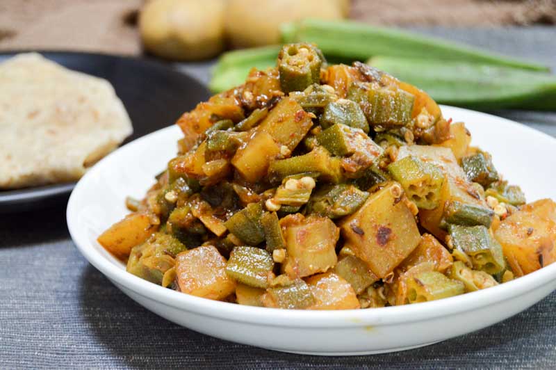 Aloo Bhindi Sabzi | Indian Style Potato And Okra Masala - Curry